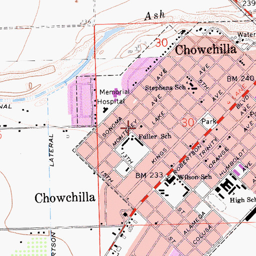 Topographic Map of First Southern Baptist Church, CA