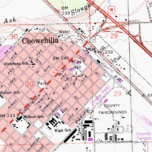 Topographic Map of Saint Columbia Catholic Church, CA