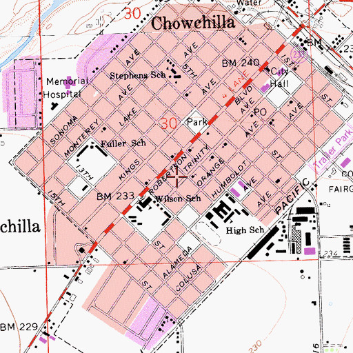 Topographic Map of Trinity Lutheran Church, CA