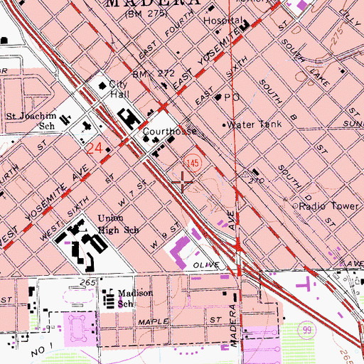Topographic Map of Believers Church of Madera, CA
