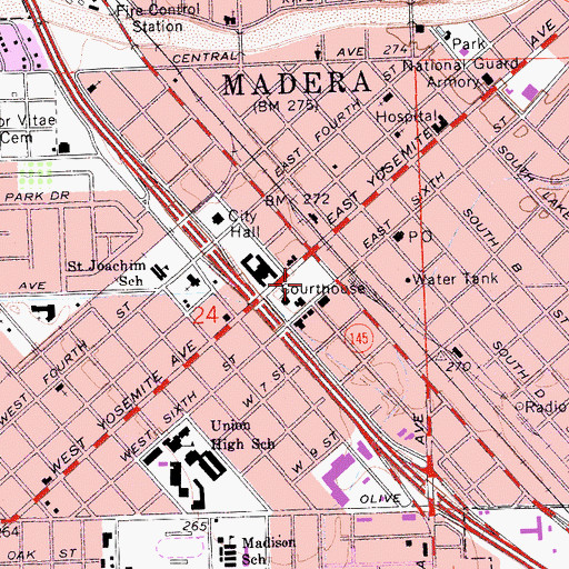 Topographic Map of Courthouse Park, CA