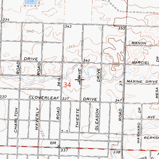 Topographic Map of Madera Ranchos, CA