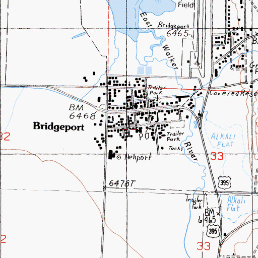 Topographic Map of Bridgeport Elementary School, CA