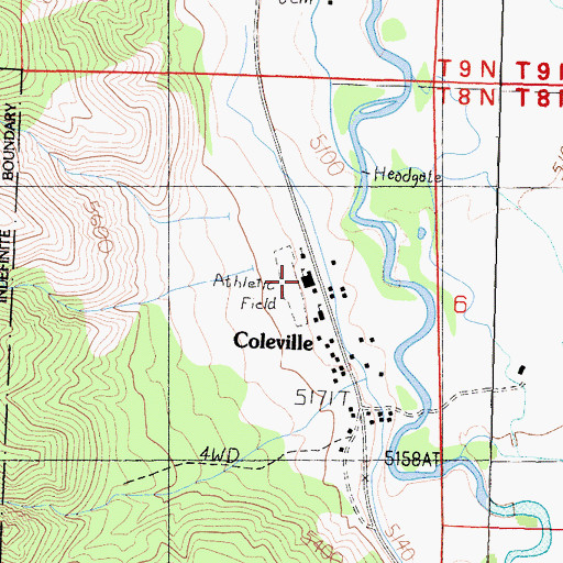 Topographic Map of Coleville High School, CA