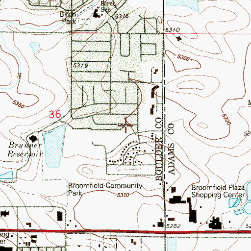 Topographic Map of Broomfield Reservoir, CO