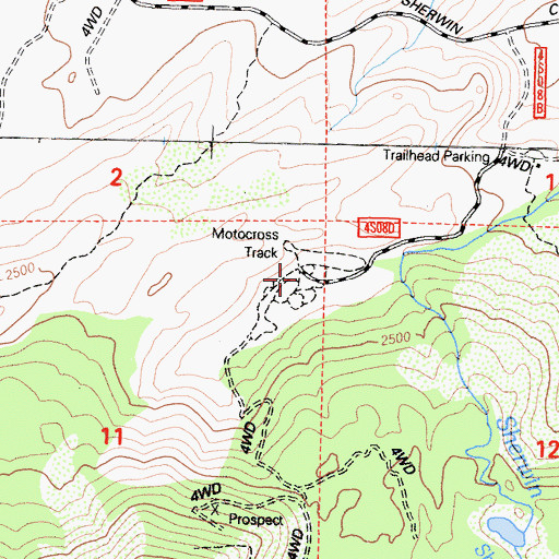 Topographic Map of Mammoth Motorcross Track, CA