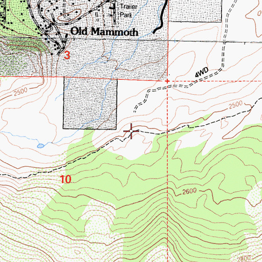 Topographic Map of Mammoth Rock Trail, CA