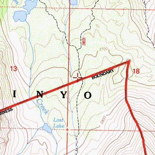 Topographic Map of Sherwin Lakes Trail, CA