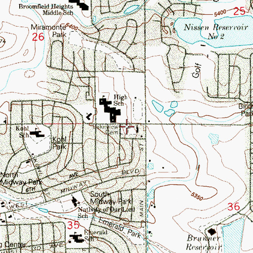 Topographic Map of Lakeview Cemetery, CO