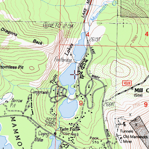 Topographic Map of Tamarack Cross Country Ski Center, CA