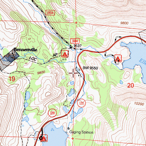 Topographic Map of Tioga Pass Resort, CA