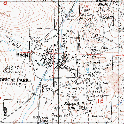 Topographic Map of Burkham House, CA