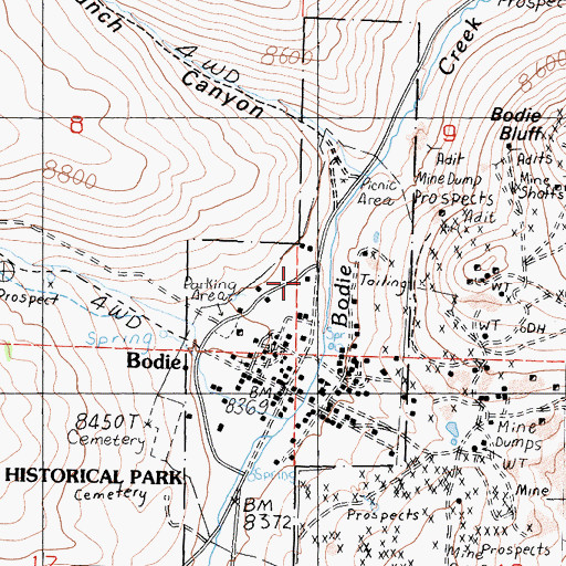 Topographic Map of Grey House, CA