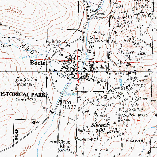 Topographic Map of Miller Boarding House, CA