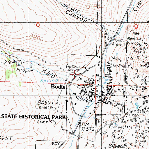 Topographic Map of O'Brian Station and Warehouse, CA