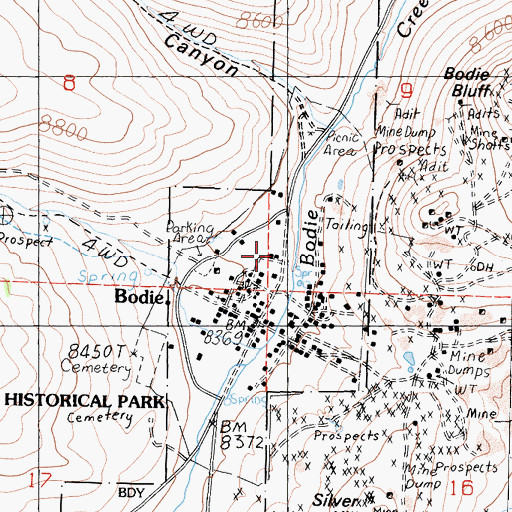 Topographic Map of Stuart Kirkwood Livery Stable, CA