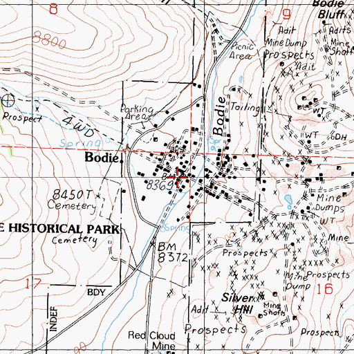 Topographic Map of Wheaton and Hollis Hotel, CA