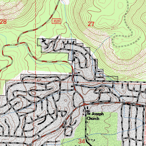 Topographic Map of Community Center Park, CA