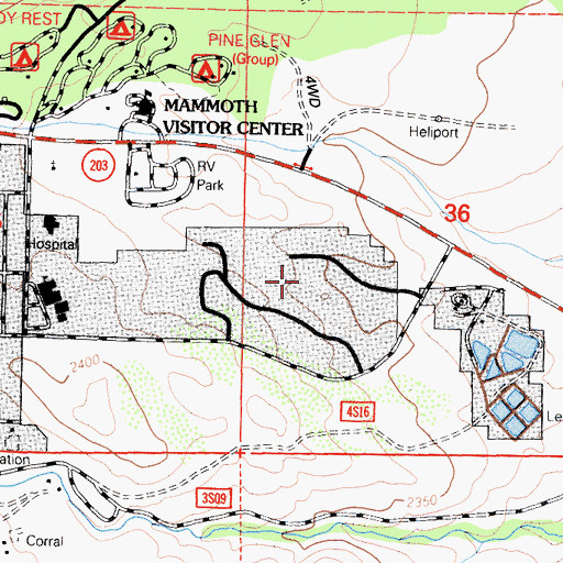 Topographic Map of Mammoth Business Park, CA