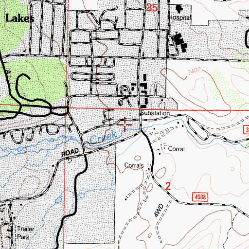 Topographic Map of Mammoth Creek Park, CA