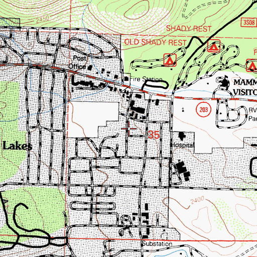 Topographic Map of Mammoth Mall Shopping Center, CA