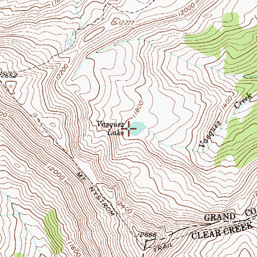 Topographic Map of Vasquez Lake, CO