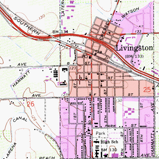 Topographic Map of Church of Christ, CA