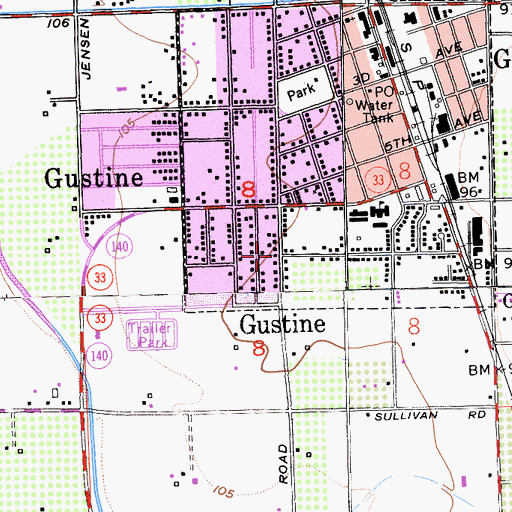 Topographic Map of First Baptist Church, CA