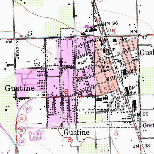 Topographic Map of Gustine Community Presbyterian Church, CA