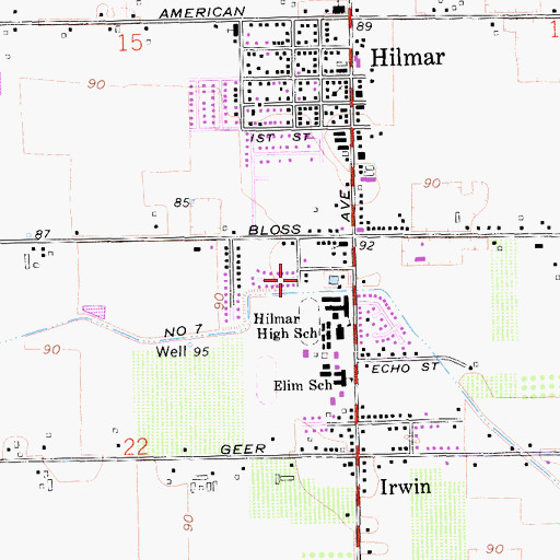 Topographic Map of Hilmar Community Hall, CA