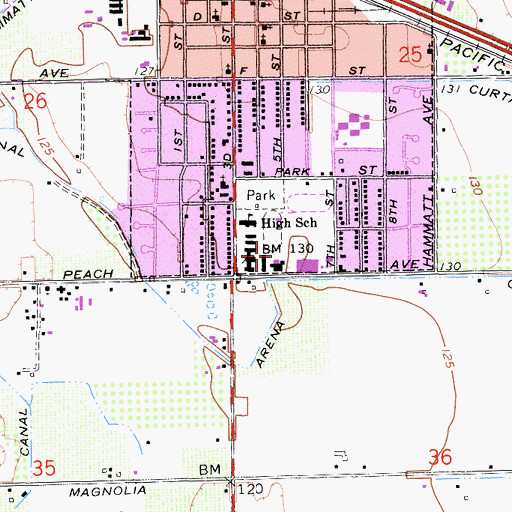 Topographic Map of Livingston High School, CA