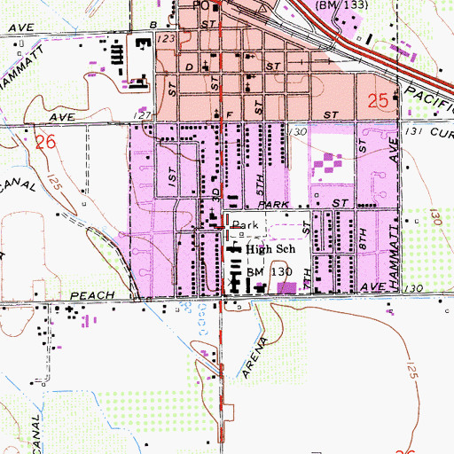 Topographic Map of Livingston Memorial Park, CA
