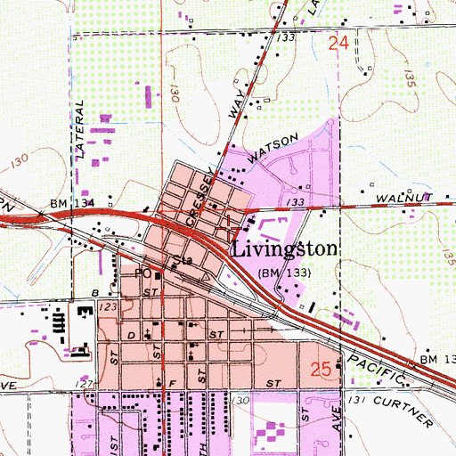 Topographic Map of Saint Judes School, CA