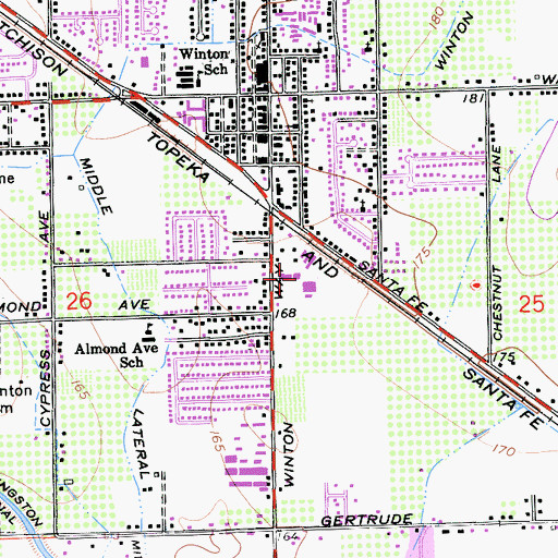 Topographic Map of Town and Country Shopping Center, CA