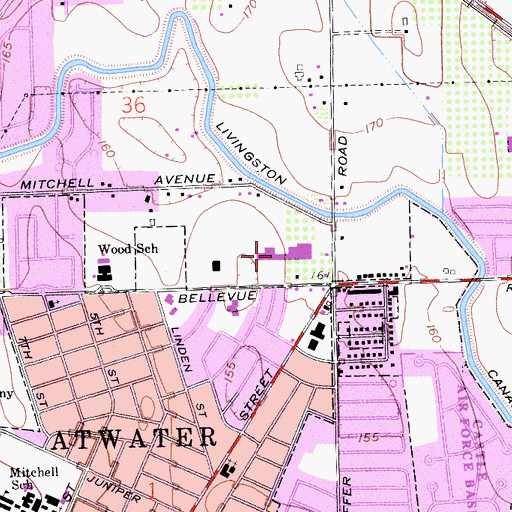 Topographic Map of Atwater Plaza Shopping Center, CA
