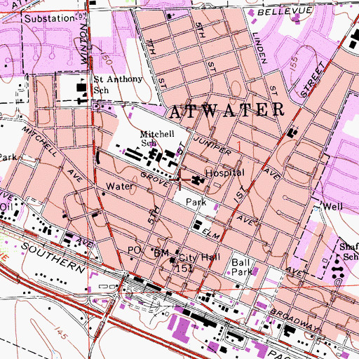 Topographic Map of Bloss Memorial Hospital, CA