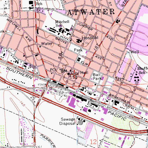 Topographic Map of Bloss Park, CA