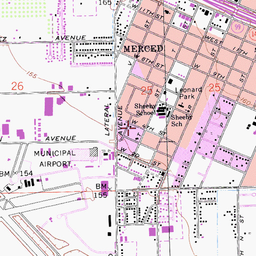 Topographic Map of Church of Christ, CA