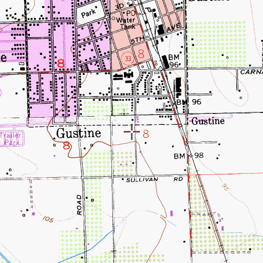Topographic Map of Gustine Elementary School, CA