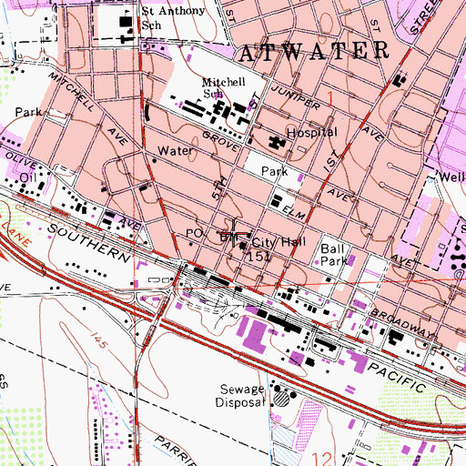 Topographic Map of Living Water Christian Fellowship Church, CA