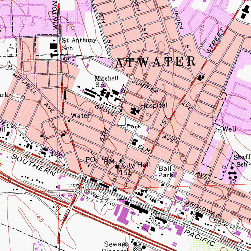 Topographic Map of Ralston Park, CA