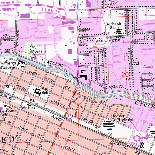 Topographic Map of Bear Creek Shopping Center, CA