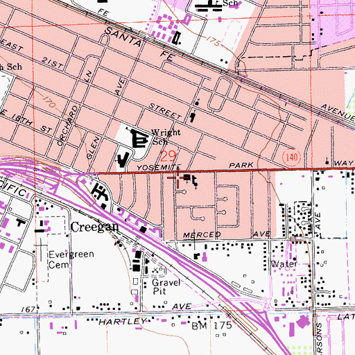 Topographic Map of Calvary Baptist Church, CA