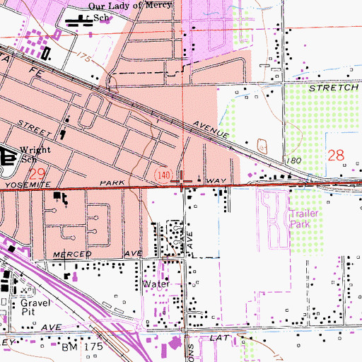 Topographic Map of Church of Christ, CA