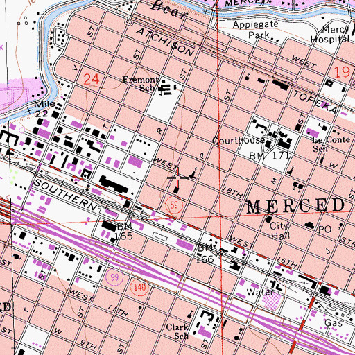 Topographic Map of First Baptist Church, CA