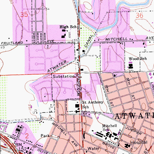 Topographic Map of Lucky Shopping Center, CA