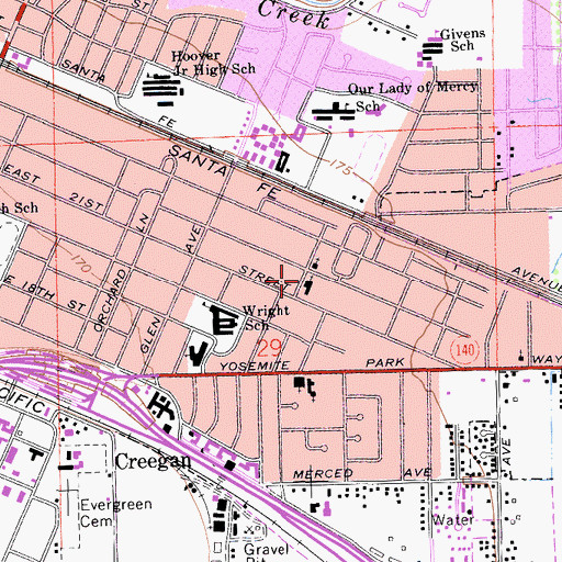Topographic Map of Eastside Church of Christ, CA