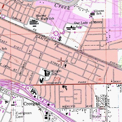 Topographic Map of First Church of Christ Scientist, CA
