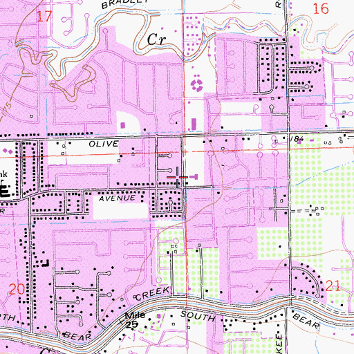 Topographic Map of First Church of God, CA