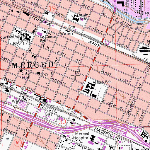 Topographic Map of Church of Christ, CA